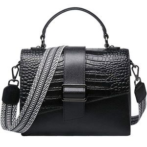 FOXER Genuine Black Leather Mini Tote Crossbody Bag with Top-handle